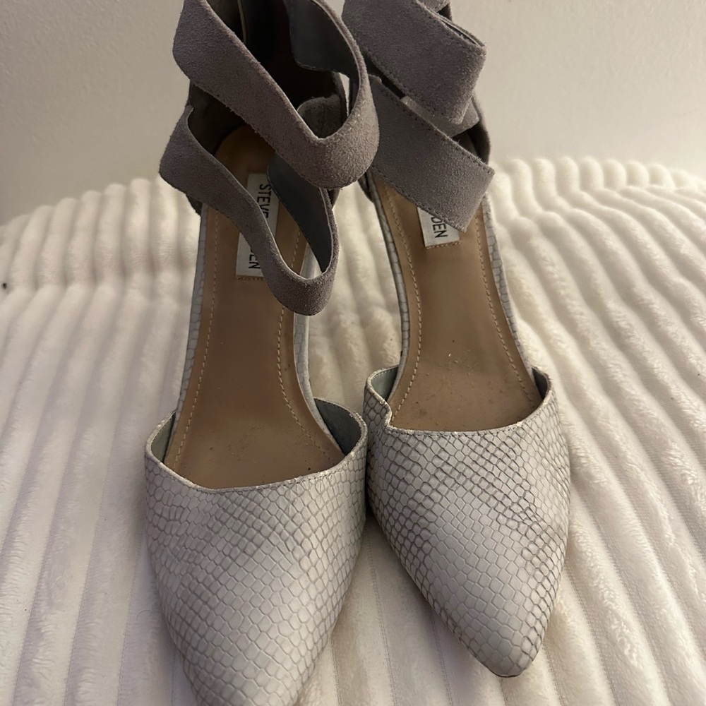 Steve Madden Gray Ankle-Strap Heels